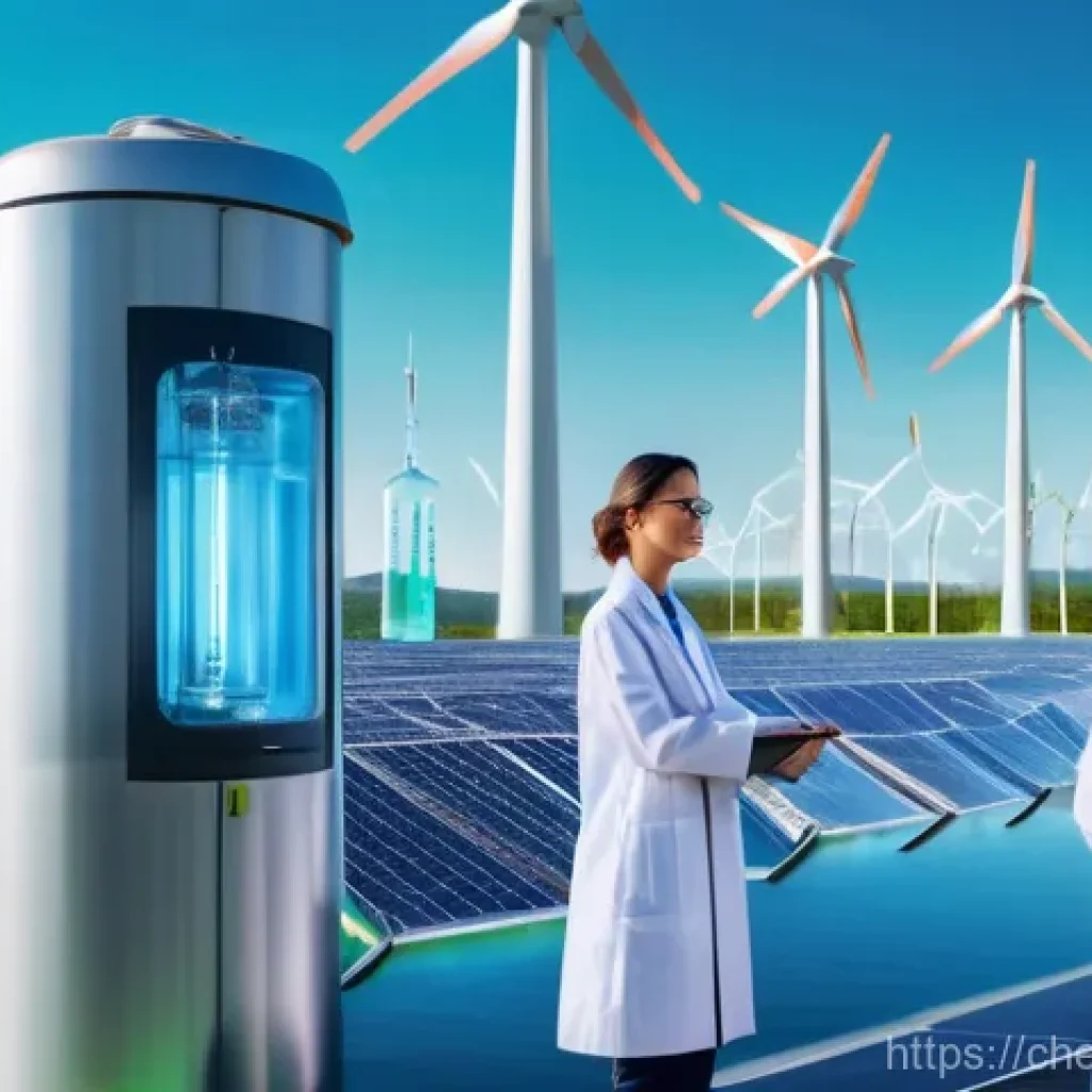 촉매 및 반응설계 - **Image Prompt 1: The Future of Green Hydrogen Production**
A futuristic, clean energy facility ...