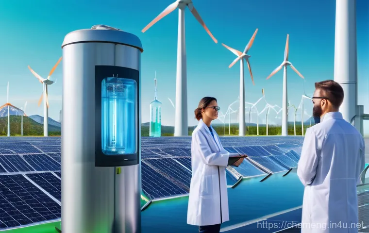 촉매 및 반응설계 - **Image Prompt 1: The Future of Green Hydrogen Production**
A futuristic, clean energy facility ...