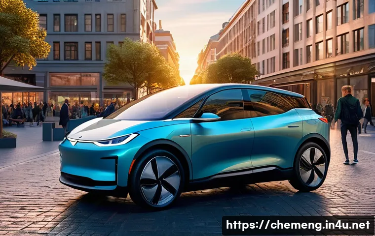 전지소재 및 리튬이온 배터리 - A sleek, modern electric vehicle, possibly transparent in parts to reveal its advanced lithium-ion b...