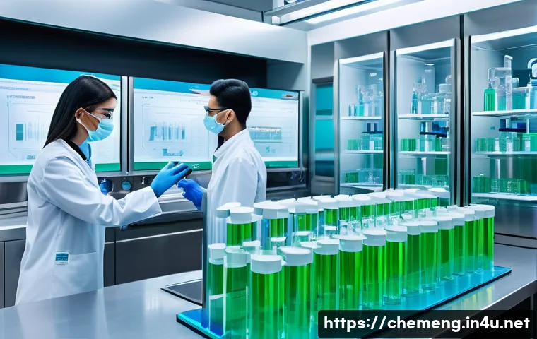 분리공정 - A high-tech laboratory scene showcasing advanced separation technology using supercritical fluid ext...