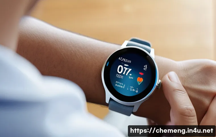 바이오센서 및 화학공정 - A futuristic smart healthcare scene featuring a person wearing a sleek, modern smartwatch with a cle...