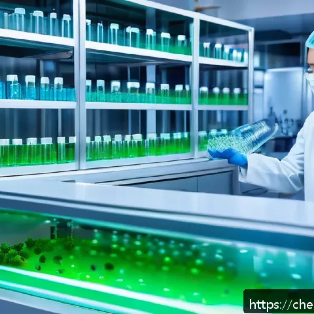 수처리 화학공학 - A futuristic water purification laboratory showcasing eco-friendly nano antimicrobial materials in a...